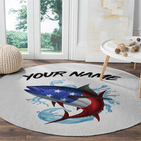 American Flag Tuna Fish Round Carpet Custom Splashing Water on White and Black Contrast - Wonder Print Shop
