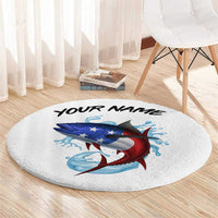 American Flag Tuna Fish Round Carpet Custom Splashing Water on White and Black Contrast - Wonder Print Shop