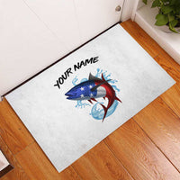 American Flag Tuna Fish Rubber Doormat Custom Splashing Water on White and Black Contrast - Wonder Print Shop