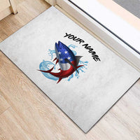 American Flag Tuna Fish Rubber Doormat Custom Splashing Water on White and Black Contrast - Wonder Print Shop