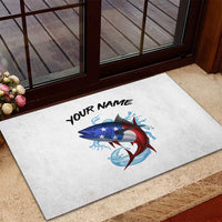 American Flag Tuna Fish Rubber Doormat Custom Splashing Water on White and Black Contrast - Wonder Print Shop