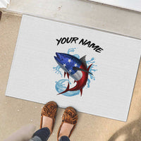 American Flag Tuna Fish Rubber Doormat Custom Splashing Water on White and Black Contrast - Wonder Print Shop