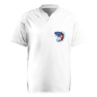 American Flag Tuna Fish Rugby Jersey Custom Splashing Water on White and Black Contrast - Wonder Print Shop