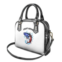 American Flag Tuna Fish Shoulder Handbag Custom Splashing Water on White and Black Contrast - Wonder Print Shop