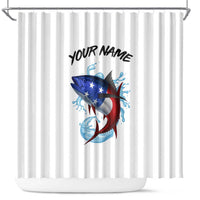 American Flag Tuna Fish Shower Curtain Custom Splashing Water on White and Black Contrast - Wonder Print Shop