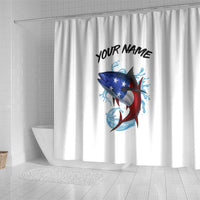 American Flag Tuna Fish Shower Curtain Custom Splashing Water on White and Black Contrast - Wonder Print Shop
