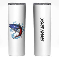 American Flag Tuna Fish Skinny Tumbler Custom Splashing Water on White and Black Contrast - Wonder Print Shop