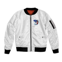 American Flag Tuna Fish Sleeve Zip Bomber Jacket Custom Splashing Water on White and Black Contrast - Wonder Print Shop