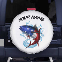 American Flag Tuna Fish Spare Tire Cover Custom Splashing Water on White and Black Contrast - Wonder Print Shop