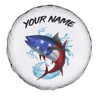 American Flag Tuna Fish Spare Tire Cover Custom Splashing Water on White and Black Contrast - Wonder Print Shop
