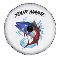American Flag Tuna Fish Spare Tire Cover Custom Splashing Water on White and Black Contrast - Wonder Print Shop