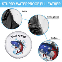 American Flag Tuna Fish Spare Tire Cover Custom Splashing Water on White and Black Contrast - Wonder Print Shop