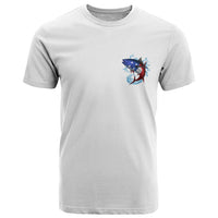 American Flag Tuna Fish T Shirt Custom Splashing Water on White and Black Contrast - Wonder Print Shop