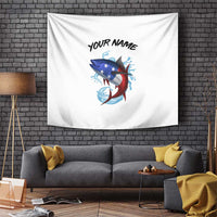 American Flag Tuna Fish Tapestry Custom Splashing Water on White and Black Contrast - Wonder Print Shop
