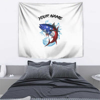 American Flag Tuna Fish Tapestry Custom Splashing Water on White and Black Contrast - Wonder Print Shop