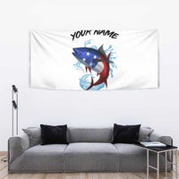 American Flag Tuna Fish Tapestry Custom Splashing Water on White and Black Contrast - Wonder Print Shop