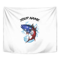 American Flag Tuna Fish Tapestry Custom Splashing Water on White and Black Contrast - Wonder Print Shop