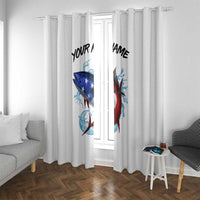 American Flag Tuna Fish Window Curtain Custom Splashing Water on White and Black Contrast - Wonder Print Shop