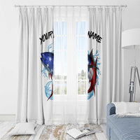 American Flag Tuna Fish Window Curtain Custom Splashing Water on White and Black Contrast - Wonder Print Shop