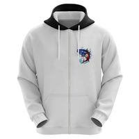 American Flag Tuna Fish Zip Hoodie Custom Splashing Water on White and Black Contrast - Wonder Print Shop