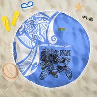 North Caribbean Coast Nicaragua Beach Blanket with Tribal Turtle Design and Floral Coast Pride - Wonder Print Shop