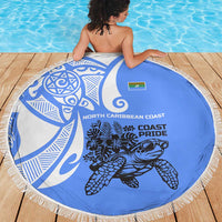 North Caribbean Coast Nicaragua Beach Blanket with Tribal Turtle Design and Floral Coast Pride - Wonder Print Shop