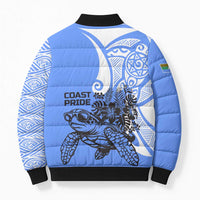 North Caribbean Coast Nicaragua Bomber Puffer Jacket with Tribal Turtle Design and Floral Coast Pride - Wonder Print Shop