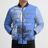 North Caribbean Coast Nicaragua Bomber Puffer Jacket with Tribal Turtle Design and Floral Coast Pride - Wonder Print Shop