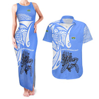 North Caribbean Coast Nicaragua Couples Matching Tank Maxi Dress and Hawaiian Shirt with Tribal Turtle Design and Floral Coast Pride - Wonder Print Shop