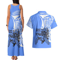 North Caribbean Coast Nicaragua Couples Matching Tank Maxi Dress and Hawaiian Shirt with Tribal Turtle Design and Floral Coast Pride - Wonder Print Shop