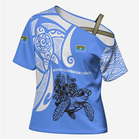 North Caribbean Coast Nicaragua Cross Shoulder Shirt with Tribal Turtle Design and Floral Coast Pride - Wonder Print Shop