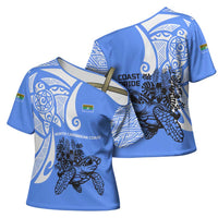 North Caribbean Coast Nicaragua Cross Shoulder Shirt with Tribal Turtle Design and Floral Coast Pride - Wonder Print Shop