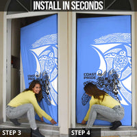 North Caribbean Coast Nicaragua Door Cover with Tribal Turtle Design and Floral Coast Pride - Wonder Print Shop