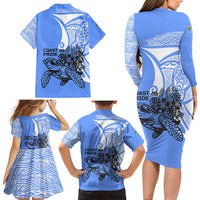 North Caribbean Coast Nicaragua Family Matching Long Sleeve Bodycon Dress and Hawaiian Shirt with Tribal Turtle Design and Floral Coast Pride - Wonder Print Shop