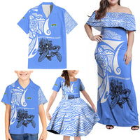 North Caribbean Coast Nicaragua Family Matching Off Shoulder Maxi Dress and Hawaiian Shirt with Tribal Turtle Design and Floral Coast Pride - Wonder Print Shop