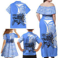 North Caribbean Coast Nicaragua Family Matching Off Shoulder Maxi Dress and Hawaiian Shirt with Tribal Turtle Design and Floral Coast Pride - Wonder Print Shop