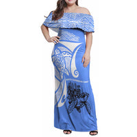 North Caribbean Coast Nicaragua Family Matching Off Shoulder Maxi Dress and Hawaiian Shirt with Tribal Turtle Design and Floral Coast Pride - Wonder Print Shop
