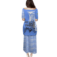 North Caribbean Coast Nicaragua Family Matching Puletasi and Hawaiian Shirt with Tribal Turtle Design and Floral Coast Pride - Wonder Print Shop