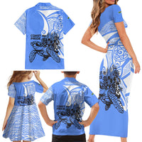 North Caribbean Coast Nicaragua Family Matching Short Sleeve Bodycon Dress and Hawaiian Shirt with Tribal Turtle Design and Floral Coast Pride - Wonder Print Shop