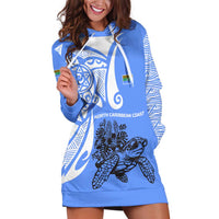 North Caribbean Coast Nicaragua Hoodie Dress with Tribal Turtle Design and Floral Coast Pride - Wonder Print Shop