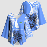 North Caribbean Coast Nicaragua Kimono Sleeve Blouse with Tribal Turtle Design and Floral Coast Pride - Wonder Print Shop