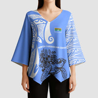 North Caribbean Coast Nicaragua Kimono Sleeve Blouse with Tribal Turtle Design and Floral Coast Pride - Wonder Print Shop