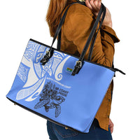 North Caribbean Coast Nicaragua Leather Tote Bag with Tribal Turtle Design and Floral Coast Pride - Wonder Print Shop