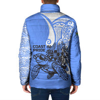 North Caribbean Coast Nicaragua Padded Jacket with Tribal Turtle Design and Floral Coast Pride - Wonder Print Shop