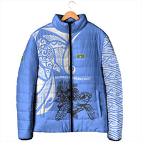 North Caribbean Coast Nicaragua Padded Jacket with Tribal Turtle Design and Floral Coast Pride - Wonder Print Shop
