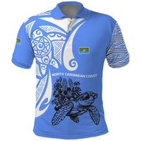 North Caribbean Coast Nicaragua Polo Shirt with Tribal Turtle Design and Floral Coast Pride - Wonder Print Shop