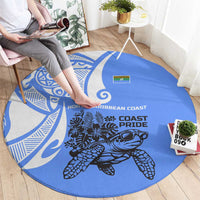 North Caribbean Coast Nicaragua Round Carpet with Tribal Turtle Design and Floral Coast Pride - Wonder Print Shop