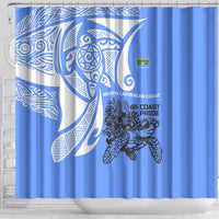 North Caribbean Coast Nicaragua Shower Curtain with Tribal Turtle Design and Floral Coast Pride - Wonder Print Shop