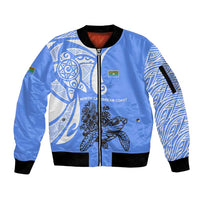 North Caribbean Coast Nicaragua Sleeve Zip Bomber Jacket with Tribal Turtle Design and Floral Coast Pride - Wonder Print Shop
