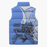 North Caribbean Coast Nicaragua Sleeveless Puffer Jacket with Tribal Turtle Design and Floral Coast Pride - Wonder Print Shop
